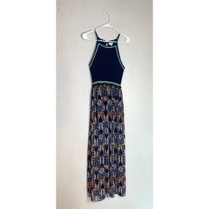 Xhilaration Womens Size XS Crocheted knit Top Print Bottom Maxi Dress Tank Multi